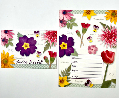 Fresh Flowers Floral Spring Garden Theme Party Invitations w/Envelopes