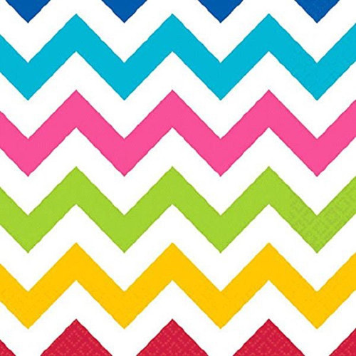 Bright Chevron Modern Rainbow Garden Birthday Party Bulk Beverage Napkins