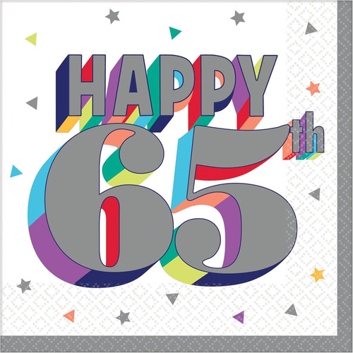 Here's to Your Birthday Over the Hill Party Paper Beverage Napkins 65TH BIRTHDAY