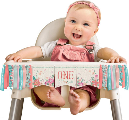 Free Spirit Bohemian Boho Flower Birthday Party Fabric High Chair Decoration