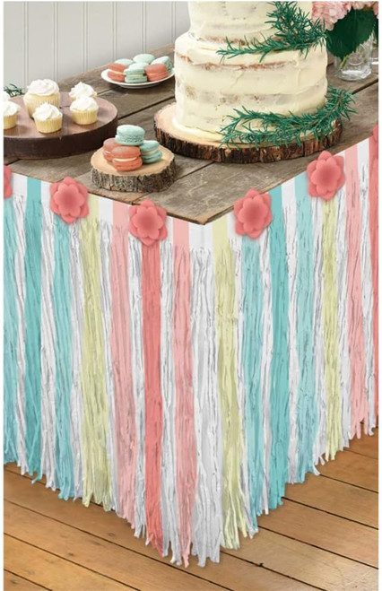 Free Spirit Boho Chic Flower Birthday Party Decoration Paper Fringe Table Skirt