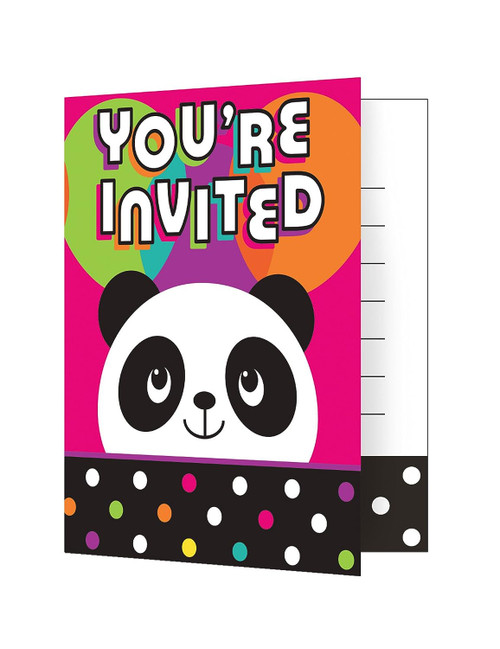 Panda-Monium Panda Bear Animal Kids Birthday Party Invitations w/Envelopes