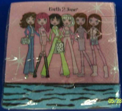 Earth 2 Jane Girls Club Pink Zebra Kids Birthday Party Paper Beverage Napkins