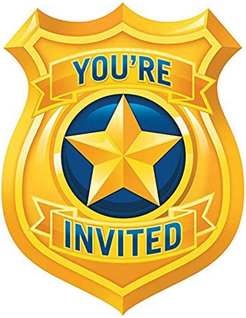 Police Party Cop Officer Hero Kids Birthday Party Invitations w/Envelopes