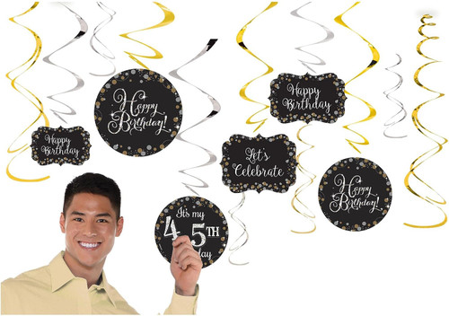 Sparkling Celebration Over the Hill Birthday Party Add-An-Age Swirl Decorations