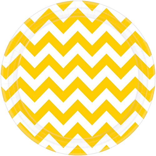 Chevron Polka Dot Modern Theme Birthday Party 9" Paper Dinner Plates 15 COLORS