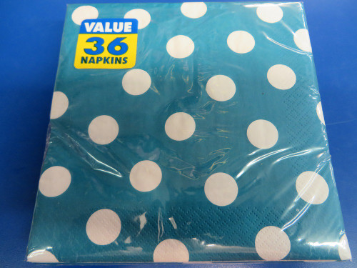 Polka Dot Peacock Blue Shower Birthday Garden Party Bulk Paper Luncheon Napkins