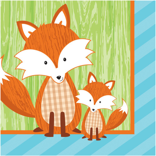 Forest Fox Animal Woodland Cute Kids Birthday Party Paper Beverage Napkins