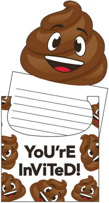 Poop Emoji Emoticons Cute Kids Birthday Party Invitations w/Envelopes