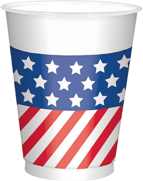 Patriotic July 4th Holiday Red White Blue USA Theme Party 16 oz. Plastic Cups