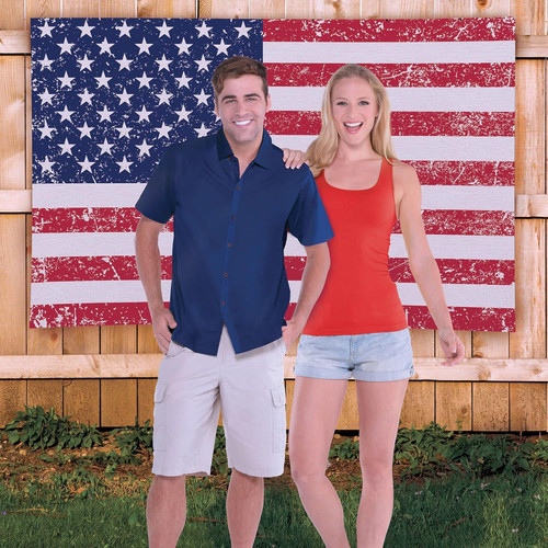 Vintage American Flag July 4th USA Patriotic Theme Party Decoration Backdrop