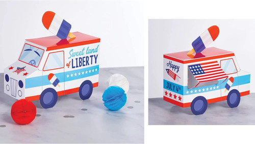 Ice Pop Truck July 4th USA Patriotic Theme Party Centerpiece Table Decoration