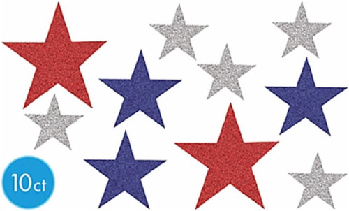 Stars July 4th Holiday USA Patriotic Theme Party Decoration Mini Glitter Cutouts