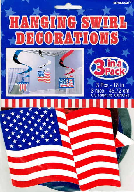 Patriotic July 4th Holiday USA Theme Party Hanging Swirl Decorations