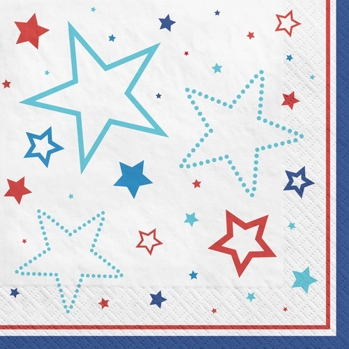 Stars July 4th Holiday USA Patriotic Theme Party Paper Beverage Napkins