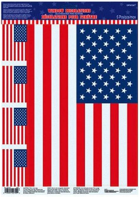 US Flag July 4th Holiday Patriotic Theme Party Hanging Window Cling Decorations