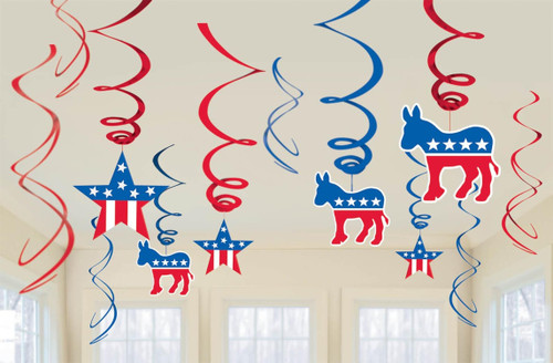 Democratic Party Election USA Patriotic Theme Party Hanging Swirl Decorations