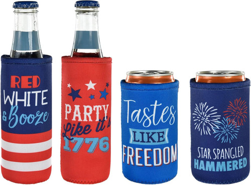 Patriotic July 4th Holiday USA Theme Party Favor Foam Cozy Drink Covers