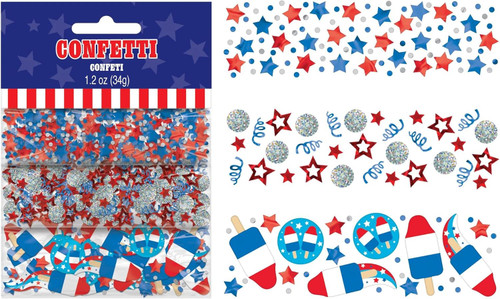 Rocket Pop July 4th Holiday USA Patriotic Theme Party Decoration Confetti 3-Pack