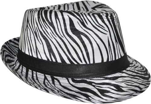Zebra Fedora Hat Pimp Animal Fancy Dress Up Halloween Adult Costume Accessory