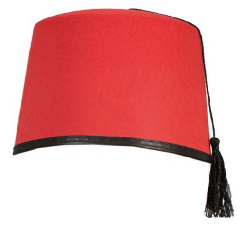 Red Fez Hat Black Tassel Moroccan Fancy Dress Halloween Adult Costume Accessory