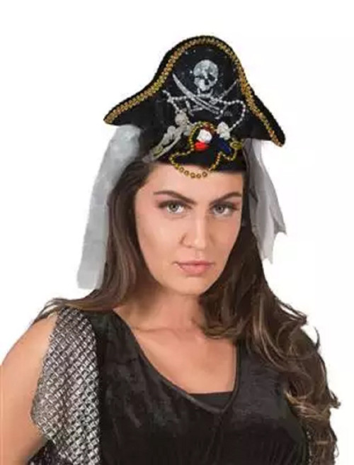 Pirate Hat Headband Caribbean Fancy Dress Up Halloween Adult Costume Accessory