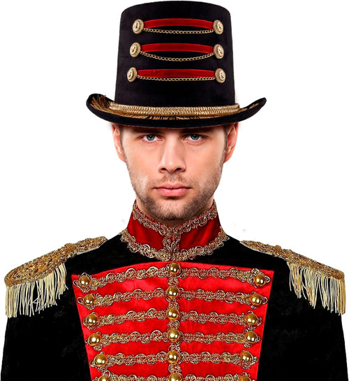 Circus Ringmaster Top Hat Circus Fancy Dress Halloween Adult Costume Accessory