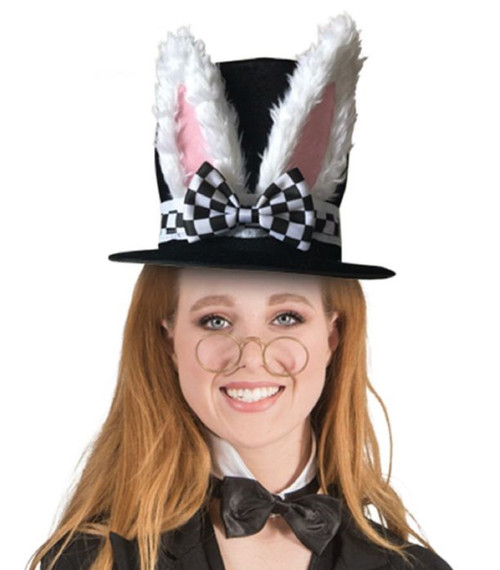 Bunny Top Hat White Rabbit Alice Fancy Dress Halloween Adult Costume Accessory