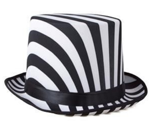 Black White Striped Top Hat Clown Fancy Dress Halloween Adult Costume Accessory