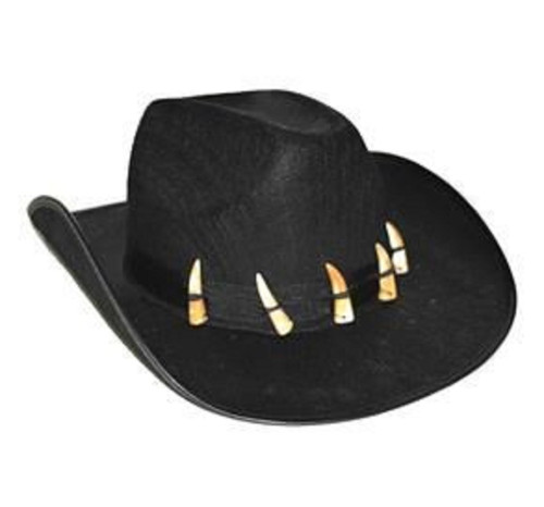 Aussie Cowboy Hat w/Teeth Black Fancy Dress Up Halloween Adult Costume Accessory
