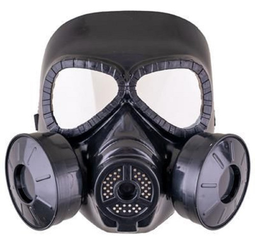 Gas Mask Plastic Face Black Fancy Dress Up Halloween Adult Costume Accessory