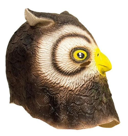 Owl Latex Mask Bird Animal Brown Fancy Dress Halloween Adult Costume Accessory