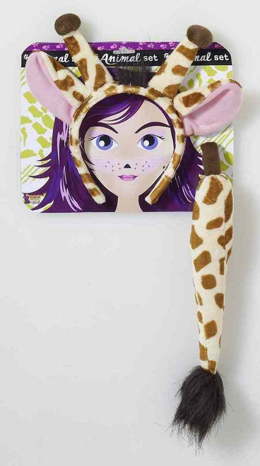 Giraffe Kit Animal Ear Headband Tail Fancy Dress Up Halloween Costume Accessory