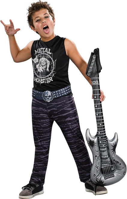 Rock Hero 80's Metal Star Guitar Retro Fancy Dress Up Halloween Child Costume