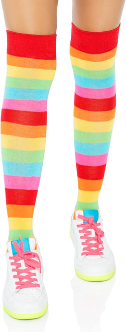 Acrylic Rainbow Thigh Highs Clown Pride Fancy Dress Halloween Costume Accessory