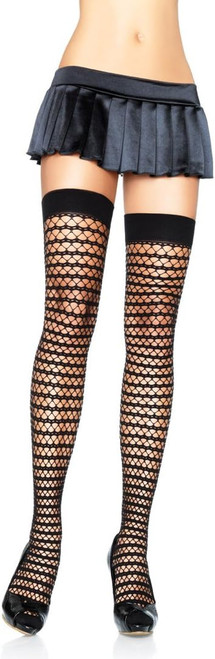 Pyramid Net Striped Thigh Highs Black Stockings Dress Up Adult Costume Accessory