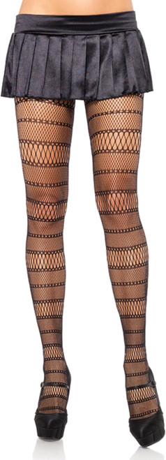 Fishnet Pantyhose w/Striped Net Panels Fancy Dress Sexy Adult Costume Accessory