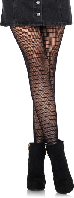 Rectangle Net Striped Tights Black Fancy Dress Halloween Adult Costume Accessory