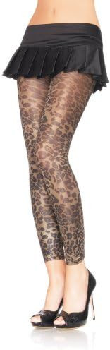 Spandex Shimmer Opaque Leopard Print Footless Tights Adult Costume Accessory