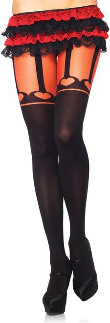 Contrast Color Opaque Pantyhose Queen Hearts Halloween Adult Costume Accessory