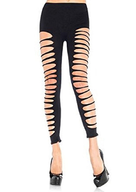 Opaque Spandex Shredded Side Footless Tights Fancy Dress Adult Costume Accessory
