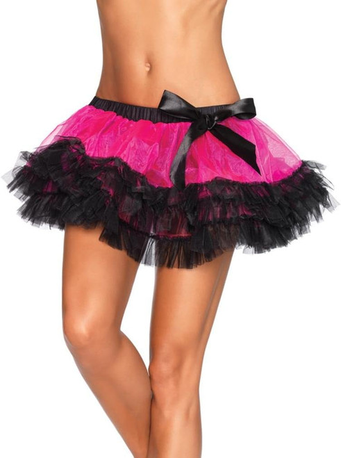 Three Tier Petticoat Satin Bow Skirt Halloween Adult Costume Accessory 4 COLORS
