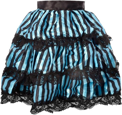 Lace Trimmed Striped Satin Bustle Skirt w/Ribbon Ties Costume Accessory 4 COLORS