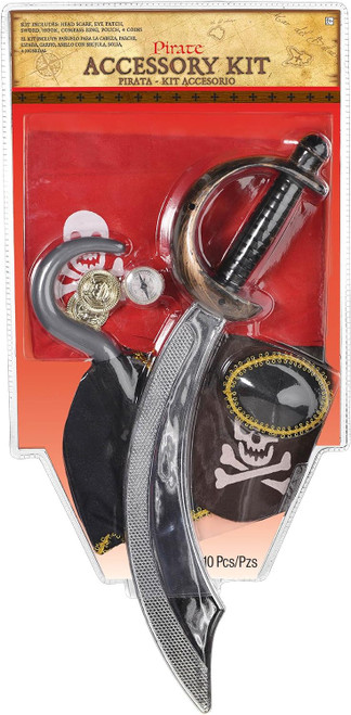Pirate Kit Toy Sword Hook Patch Fancy Dress Up Halloween Child Costume Accessory
