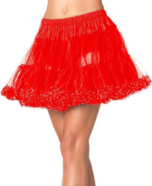 Chiffon Petticoat w/Sequin Dot Trim Red Fancy Dress Halloween Costume Accessory
