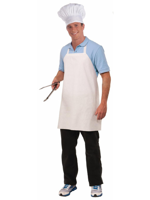Chef Apron White Fabric Cook Fancy Dress Up Halloween Adult Costume Accessory