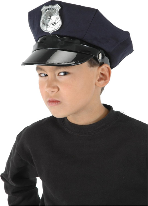 Kids Police Hat Cop Officer Blue Fancy Dress Halloween Child Costume Accessory