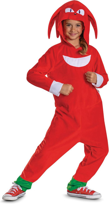 Knuckles Hooded Jumpsuit Classic Sonic Fancy Dress Up Halloween Child Costume