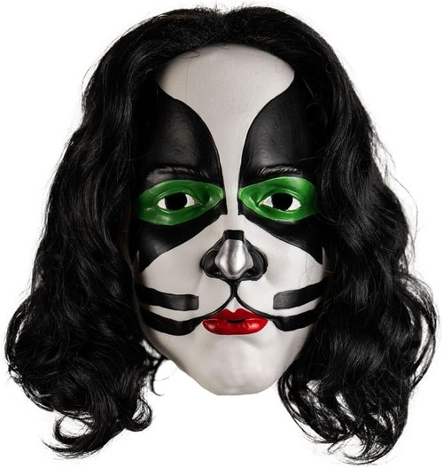 Catman Plastic Mask w/Hair KISS Fancy Dress Up Halloween Adult Costume Accessory