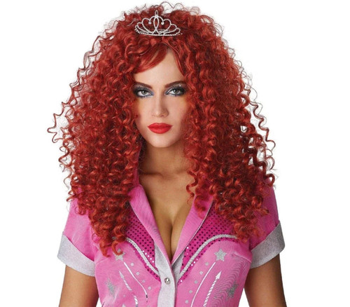 Pop Princess Wig w/Mini Tiara Fancy Dress Up Halloween Adult Costume Accessory